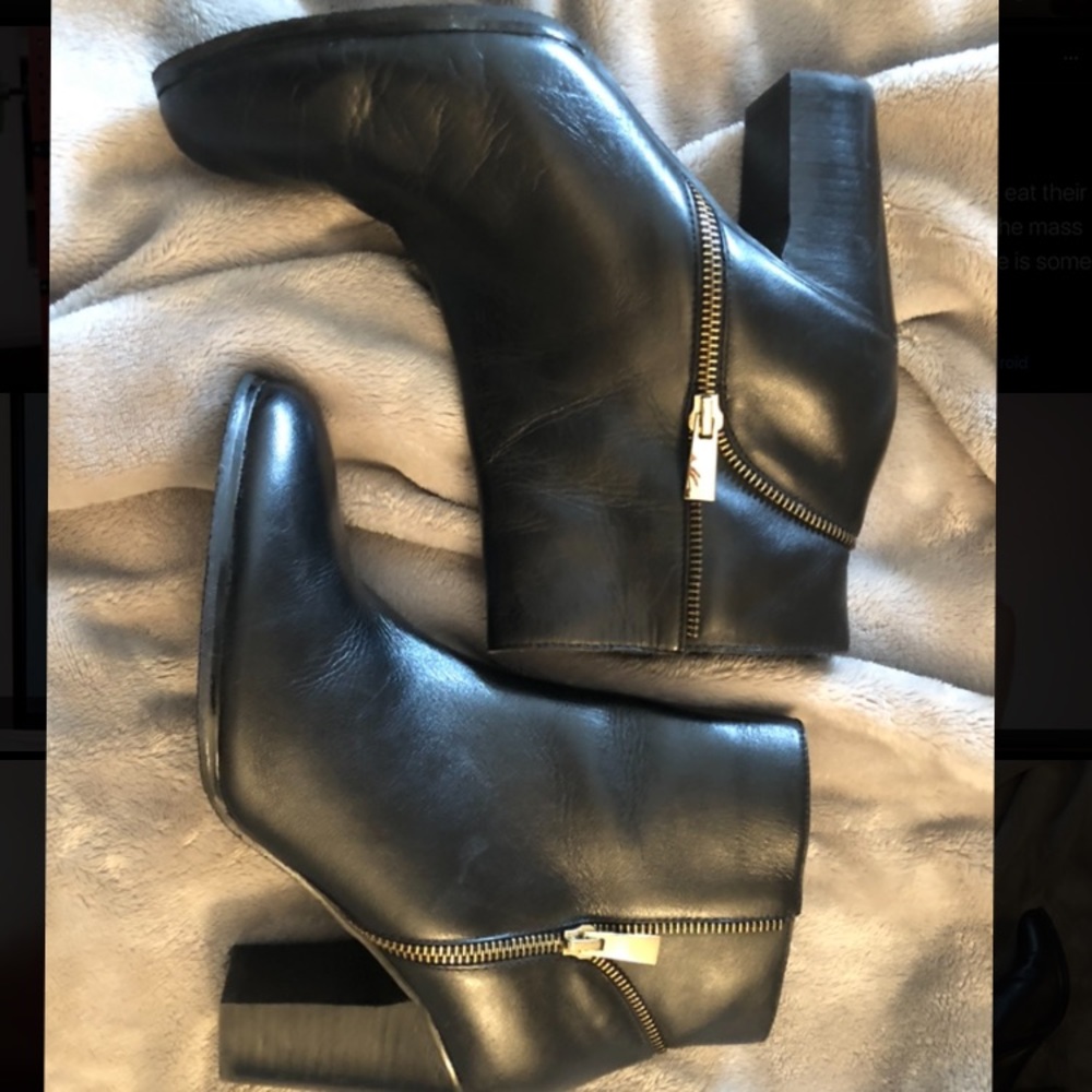 Black leather booties